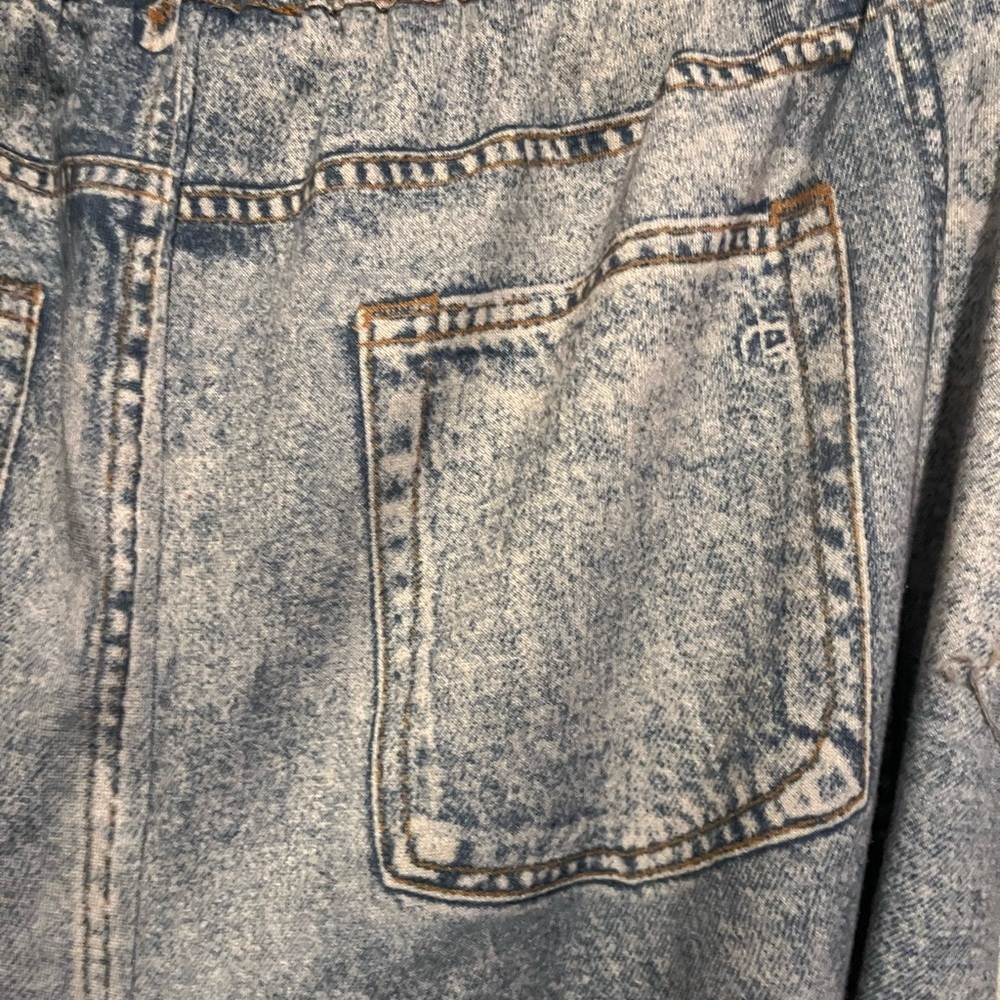 Oddi L Blue Barrel Leg Denim Look Leggings - Picture 4 of 6